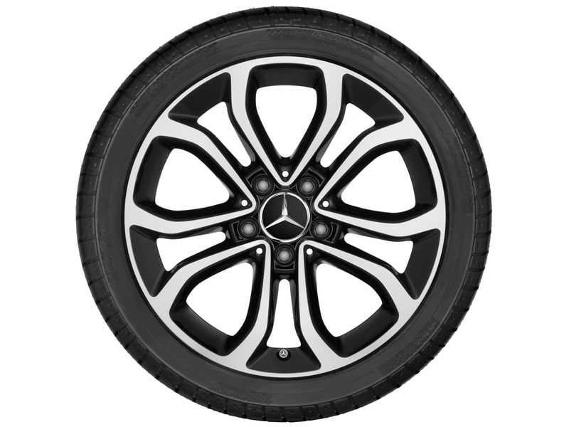 Колесный диск 8J×17 ET54 для Mercedes-Benz C-Class 205, задняя ось, черный, с алмазной проточкой, 5 двойных спиц — фото 4