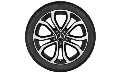 Колесный диск 8J×17 ET54 для Mercedes-Benz C-Class 205, задняя ось, черный, с алмазной проточкой, 5 двойных спиц — фото 4