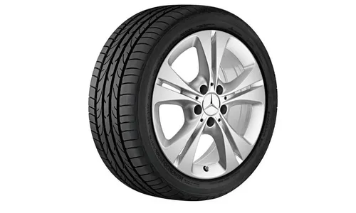 Колесный диск 7J×17 ET48,5 для Mercedes-Benz C-Class 205, передняя и задняя оси, серебристый Vanadium Silver, 5 двойных спиц — фото 1