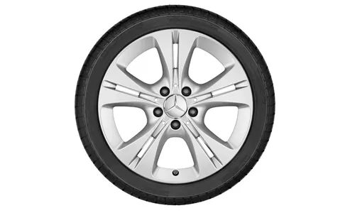 Колесный диск 7J×17 ET48,5 для Mercedes-Benz C-Class 205, передняя и задняя оси, серебристый Vanadium Silver, 5 двойных спиц — фото 2