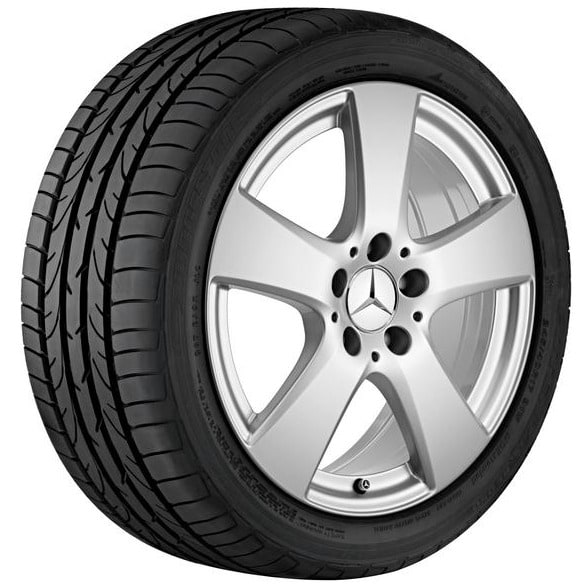 Колесный диск 7J×17 ET48,5 для Mercedes-Benz C-Class 205, передняя и задняя оси, серебристый Vanadium Silver, 5 двойных спиц — фото 2