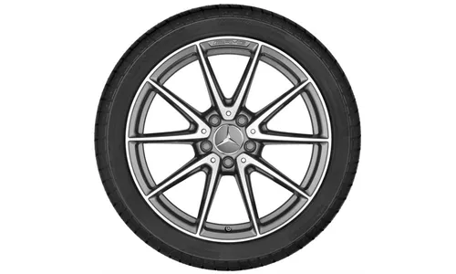 Колесный диск AMG 10,5J×18 ET57 для Mercedes-Benz C-Class 205, задняя ось, титаново-серый, с алмазной проточкой, 10 спиц — фото 2