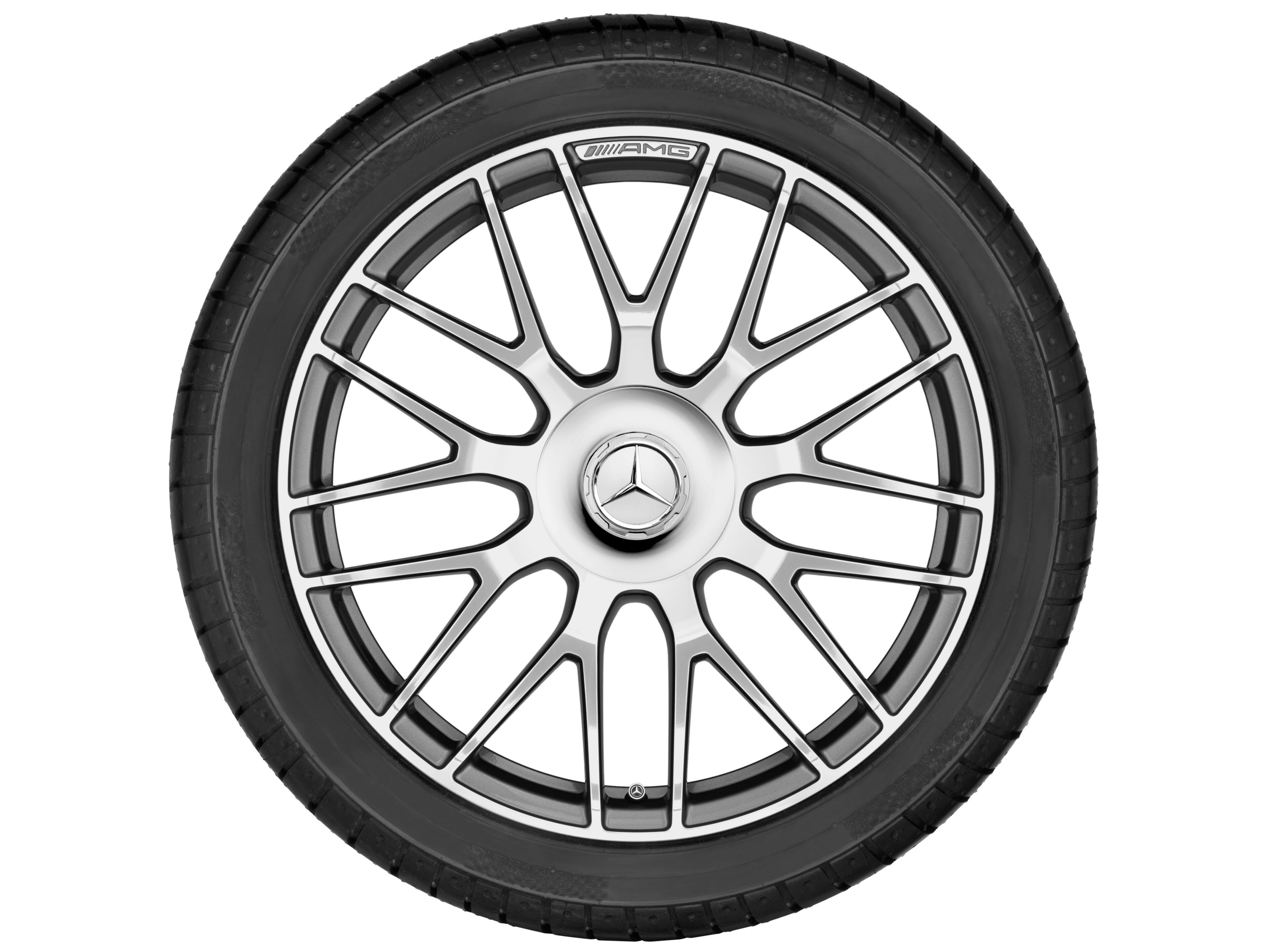 Колесный диск AMG 9J×19 ET25 для Mercedes-Benz C-Class 205, передняя ось, титаново-серый, перекрестные спицы — фото 4