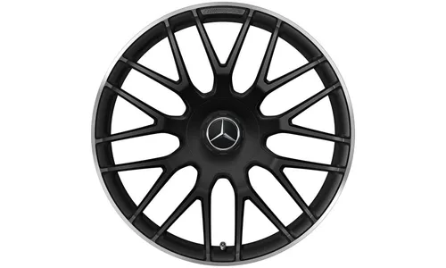 Колесный диск AMG 9J×19 ET25 для Mercedes-Benz C-Class 205, передняя ось, черный, матовый, кромка обода с алмазной проточкой, перекрестные спицы — фото 1