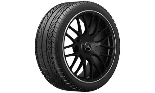 Колесный диск AMG 9J×19 ET25 для Mercedes-Benz C-Class 205, передняя ось, черный, матовый, кромка обода с алмазной проточкой, перекрестные спицы — фото 2