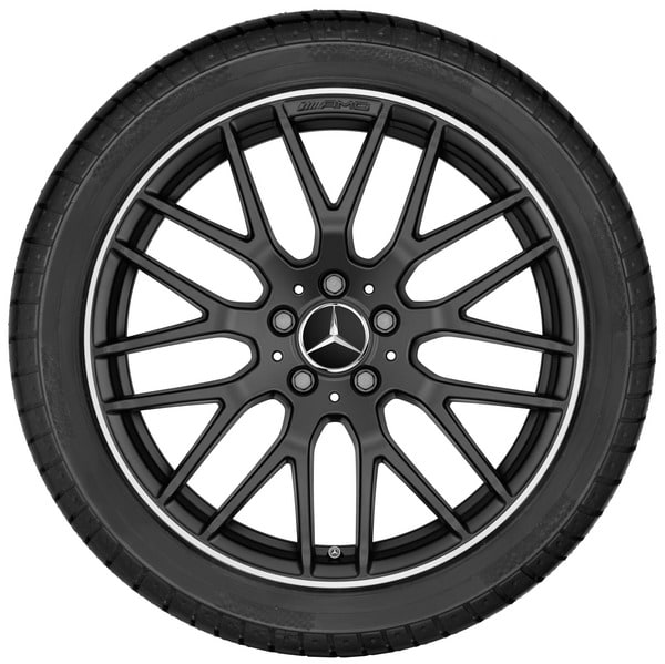 Колесный диск AMG 10,5J×19 ET57 для Mercedes-Benz C-Class 205, задняя ось, черный, матовый, с алмазной проточкой, перекрестные спицы — фото 3