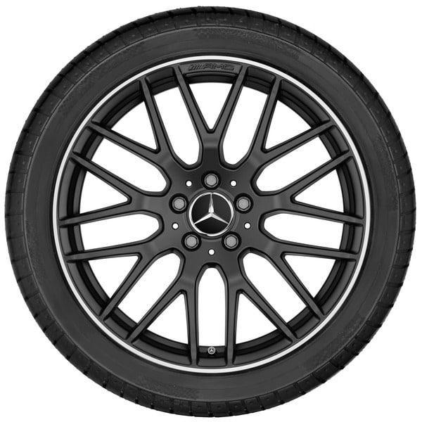 Колесный диск AMG 10,5J×20 ET57 для Mercedes-Benz C-Class 205, задняя ось, черный, матовый, кромка обода с алмазной проточкой, перекрестные спицы — фото 3
