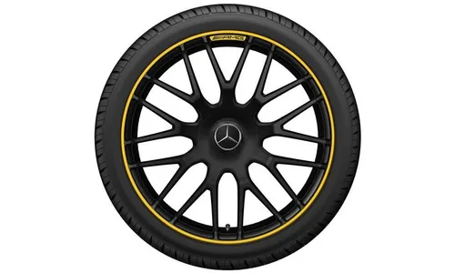 Колесный диск AMG 10,5J×20 ET57 для Mercedes-Benz C-Class 205, задняя ось, черный, матовый, с алмазной проточкой, перекрестные спицы — фото 1