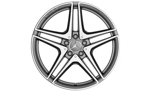 Колесный диск AMG 10,5J×19 ET57 для Mercedes-Benz C-Class 205, задняя ось, титаново-серый, с алмазной проточкой, 5 двойных спиц — фото 1