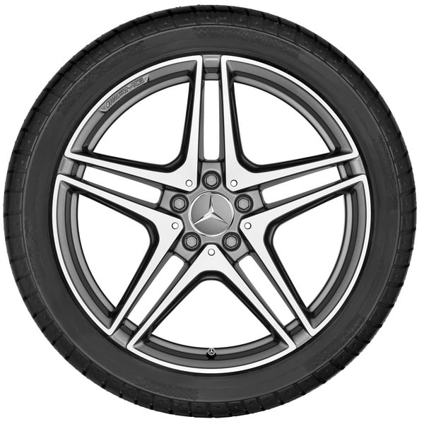 Колесный диск AMG 10,5J×19 ET57 для Mercedes-Benz C-Class 205, задняя ось, титаново-серый, с алмазной проточкой, 5 двойных спиц — фото 3
