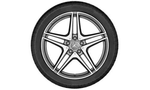 Колесный диск AMG 10,5J×19 ET57 для Mercedes-Benz C-Class 205, задняя ось, титаново-серый, с алмазной проточкой, 5 двойных спиц — фото 3