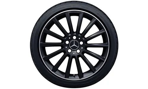 Колесный диск AMG 8,5J×19 ET52 для Mercedes-Benz C-Class 205, задняя ось, черный, матовый, кромка обода с алмазной проточкой, многоспицевый — фото 1