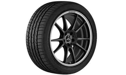 Колесный диск AMG 9J×19 ET25 для Mercedes-Benz C-Class 205, передняя ось, черный, матовый, 5 двойных спиц — фото 1