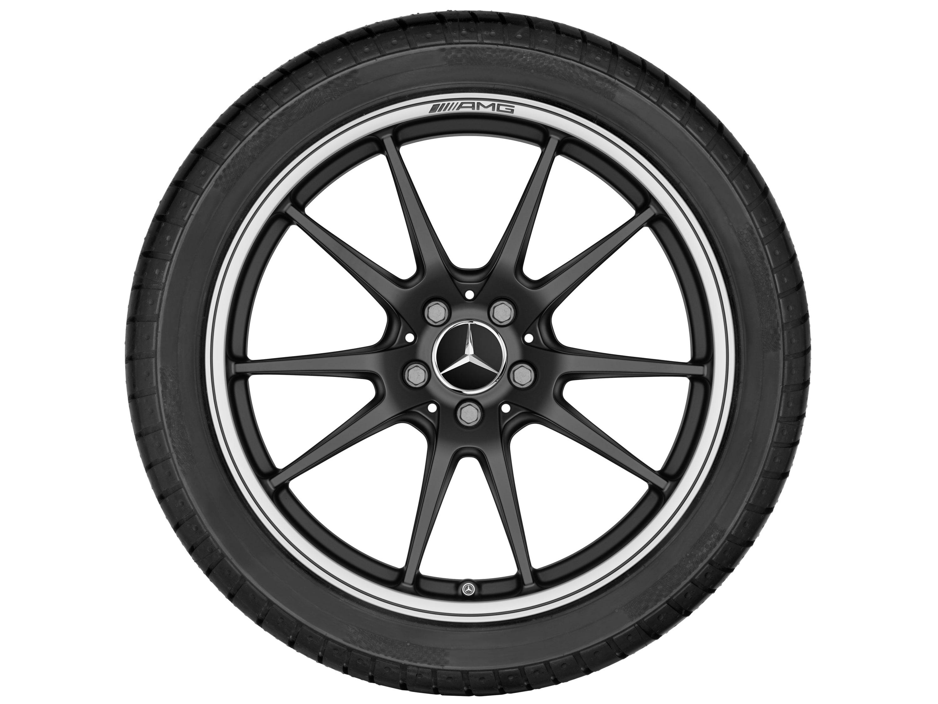 Колесный диск AMG 9J×19 ET25 для Mercedes-Benz C-Class 205, передняя ось, черный, матовый, 5 двойных спиц — фото 4