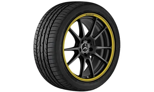 Колесный диск AMG 10,5J×20 ET57 для Mercedes-Benz C-Class 205, задняя ось, черный, матовый, желтая окрашенная кромка обода — фото 1