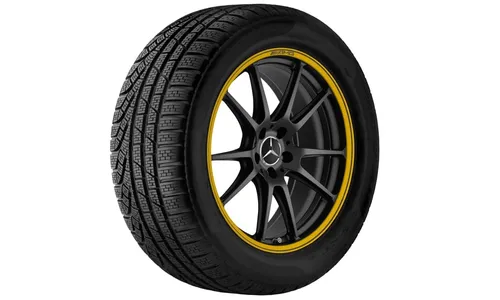 Колесный диск AMG 10,5J×20 ET57 для Mercedes-Benz C-Class 205, задняя ось, черный, матовый, желтая окрашенная кромка обода — фото 4