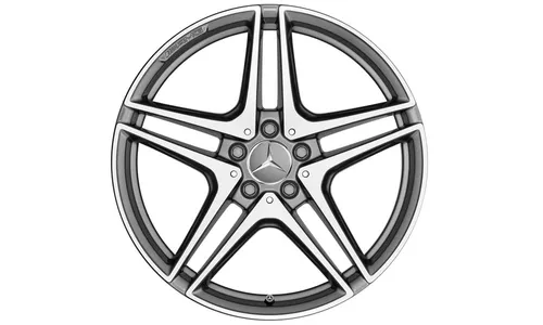 Колесный диск AMG 9J×19 ET50 для Mercedes-Benz C-Class 205, задняя ось, титаново-серый, с алмазной проточкой, 5 двойных спиц — фото 1