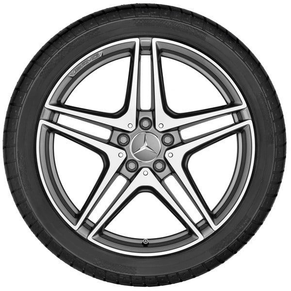 Колесный диск AMG 9J×19 ET50 для Mercedes-Benz C-Class 205, задняя ось, титаново-серый, с алмазной проточкой, 5 двойных спиц — фото 3