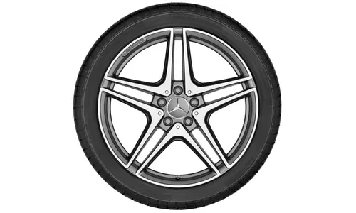 Колесный диск AMG 9J×19 ET50 для Mercedes-Benz C-Class 205, задняя ось, титаново-серый, с алмазной проточкой, 5 двойных спиц — фото 3