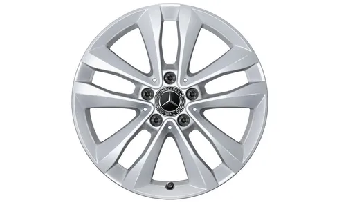 Колесный диск 7J×17 ET48,5 для Mercedes-Benz C-Class 205, передняя и задняя оси, серебристый Vanadium Silver, 5 двойных спиц — фото 1