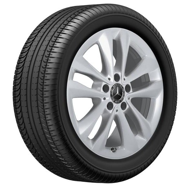 Колесный диск 7J×17 ET48,5 для Mercedes-Benz C-Class 205, передняя и задняя оси, серебристый Vanadium Silver, 5 двойных спиц — фото 2