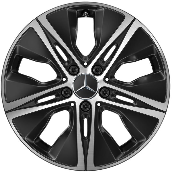 Колесный диск 7J×17 ET48,5 для Mercedes-Benz C-Class 205, передняя и задняя оси, черный, с алмазной проточкой, 5 декоративных отверстий — фото 1