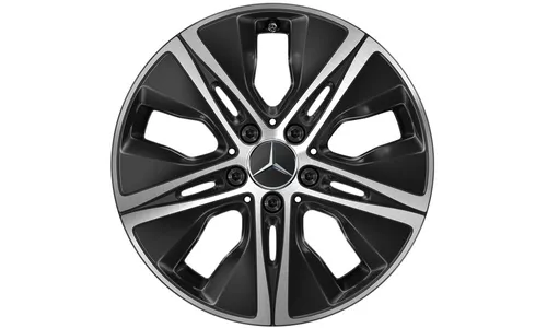 Колесный диск 7J×17 ET48,5 для Mercedes-Benz C-Class 205, передняя и задняя оси, черный, с алмазной проточкой, 5 декоративных отверстий — фото 1