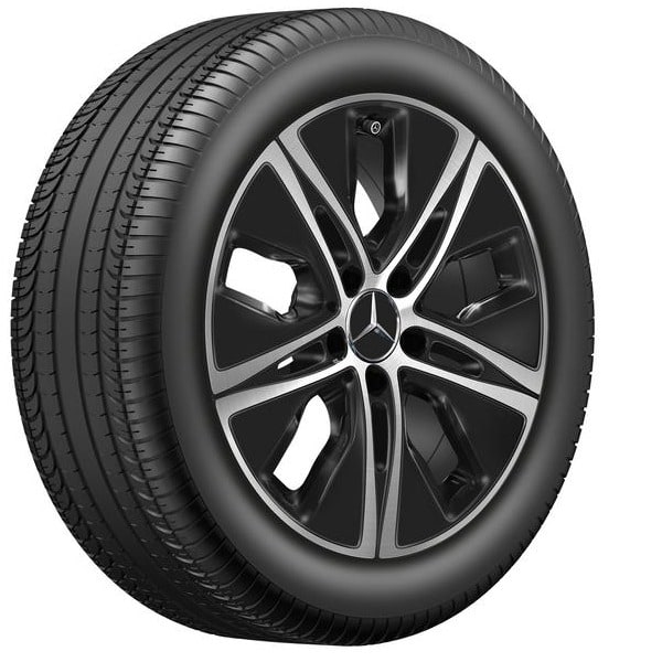 Колесный диск 7J×17 ET48,5 для Mercedes-Benz C-Class 205, передняя и задняя оси, черный, с алмазной проточкой, 5 декоративных отверстий — фото 2