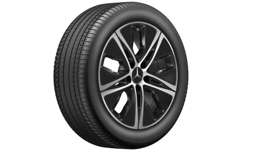 Колесный диск 7J×17 ET48,5 для Mercedes-Benz C-Class 205, передняя и задняя оси, черный, с алмазной проточкой, 5 декоративных отверстий — фото 2