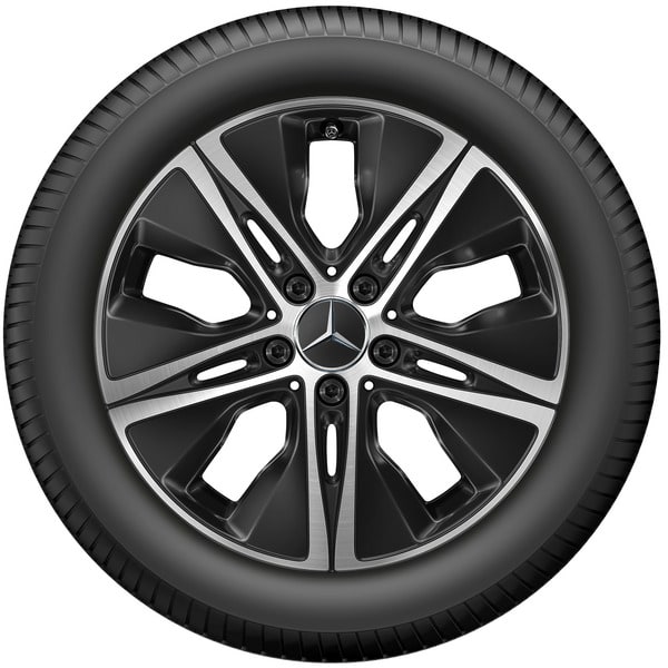 Колесный диск 7J×17 ET48,5 для Mercedes-Benz C-Class 205, передняя и задняя оси, черный, с алмазной проточкой, 5 декоративных отверстий — фото 3
