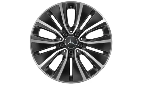Колесный диск 7J×17 ET48,5 для Mercedes-Benz C-Class 205, передняя и задняя оси, черный, с алмазной проточкой, 5 декоративных отверстий — фото 1