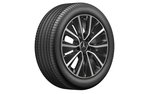 Колесный диск 7J×17 ET48,5 для Mercedes-Benz C-Class 205, передняя и задняя оси, черный, с алмазной проточкой, 5 декоративных отверстий — фото 2