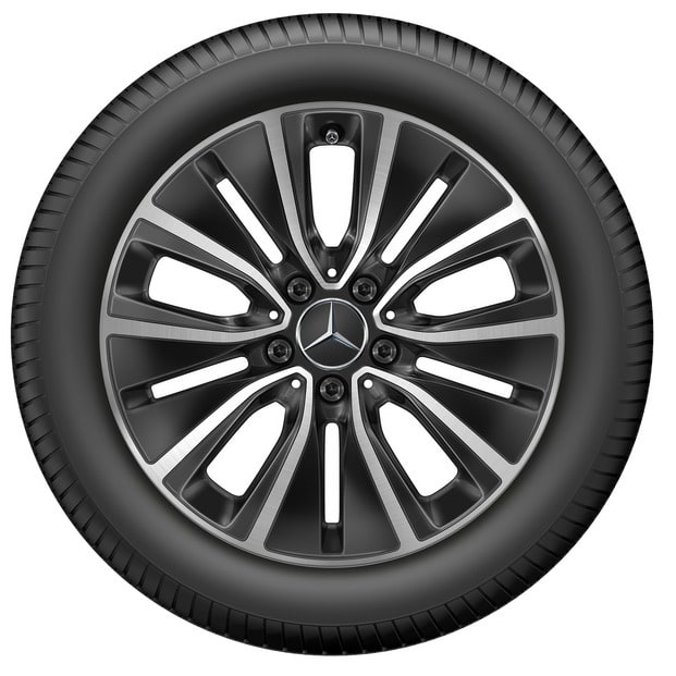 Колесный диск 7J×17 ET48,5 для Mercedes-Benz C-Class 205, передняя и задняя оси, черный, с алмазной проточкой, 5 декоративных отверстий — фото 3