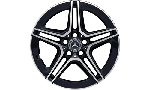 Колесный диск AMG 7,5J×18 ET44 для Mercedes-Benz C-Class 205, передняя ось, черный, с алмазной проточкой, 5 двойных спиц — фото 1