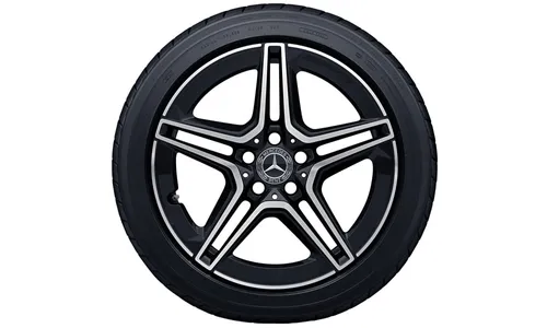 Колесный диск AMG 8,5J×18 ET49 для Mercedes-Benz C-Class 205, задняя ось, черный, с алмазной проточкой, 5 двойных спиц — фото 1