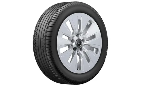 Колесный диск 6,5J×17 ET34,5 для Mercedes-Benz C-Class 206, передняя и задняя оси, серебристый Vanadium Silver, 10 декоративных отверстий — фото 2