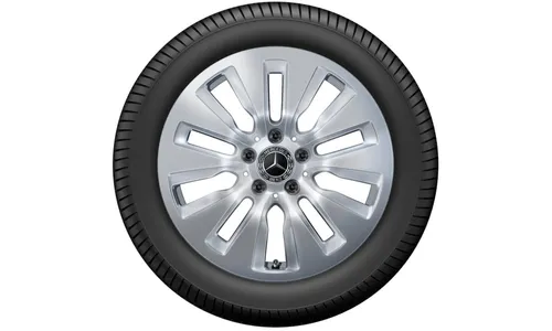 Колесный диск 6,5J×17 ET34,5 для Mercedes-Benz C-Class 206, передняя и задняя оси, серебристый Vanadium Silver, 10 декоративных отверстий — фото 3