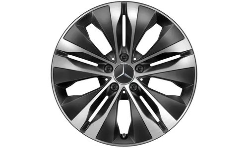 Колесный диск 9J×18 ET58 для Mercedes-Benz C-Class 206, задняя ось, черный, с алмазной проточкой, 5 двойных спиц — фото 1