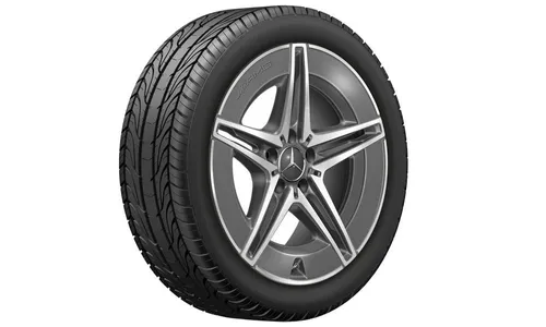 Колесный диск AMG 7,5J×18 ET40 для Mercedes-Benz C-Class 206, передняя ось, серый Tantal, с алмазной проточкой, 5 двойных спиц — фото 1