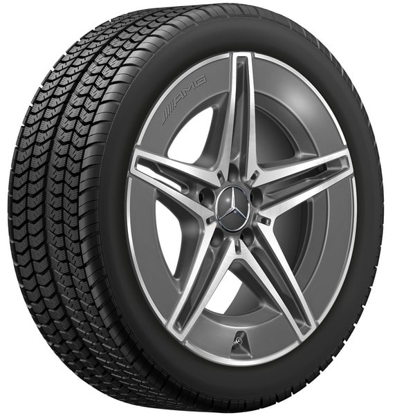 Колесный диск AMG 7,5J×18 ET40 для Mercedes-Benz C-Class 206, передняя ось, серый Tantal, с алмазной проточкой, 5 двойных спиц — фото 3