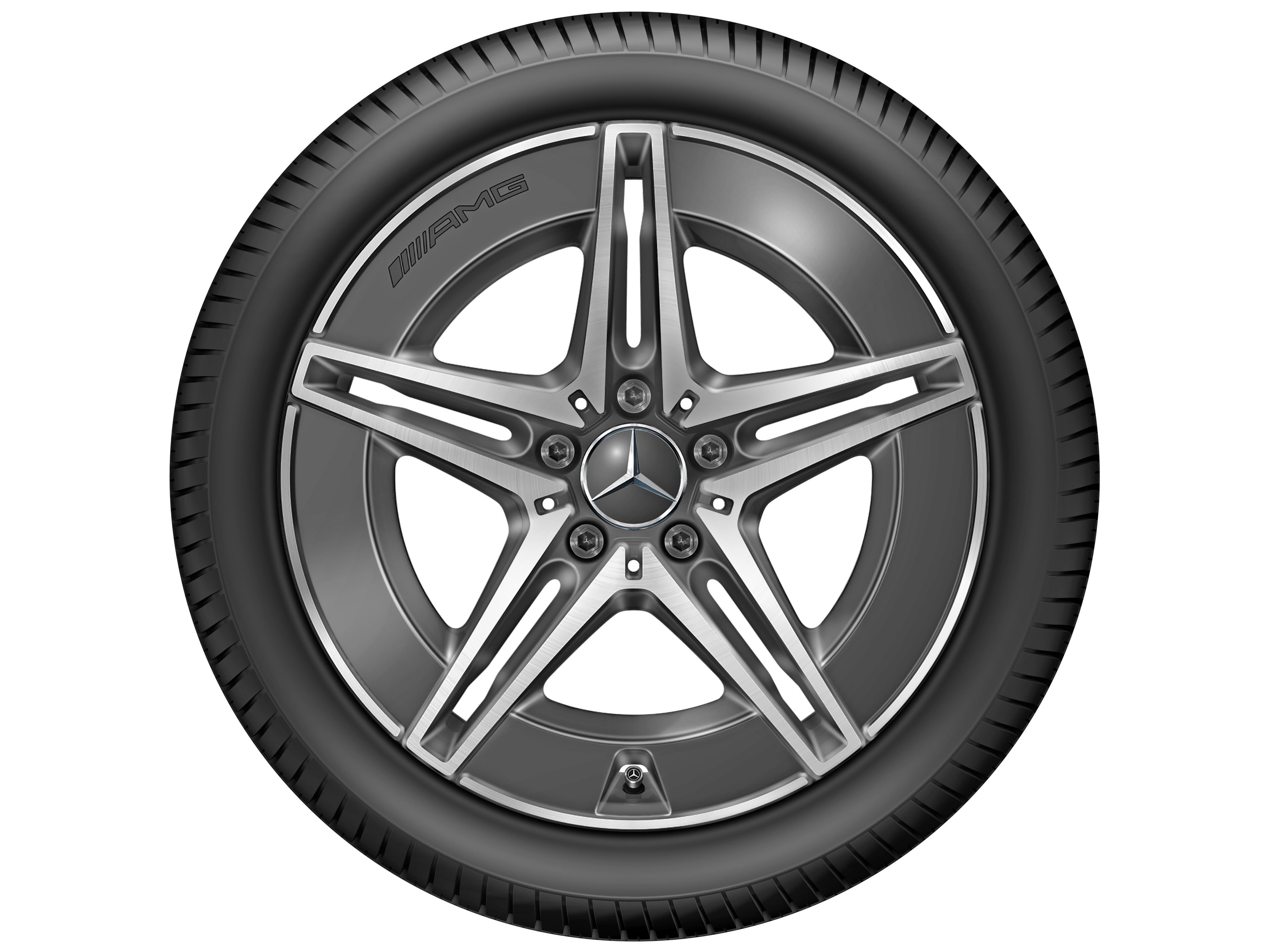Колесный диск AMG 8,5J×18 ET52 для Mercedes-Benz C-Class 206, задняя ось, серый Tantal, 5 двойных спиц — фото 3