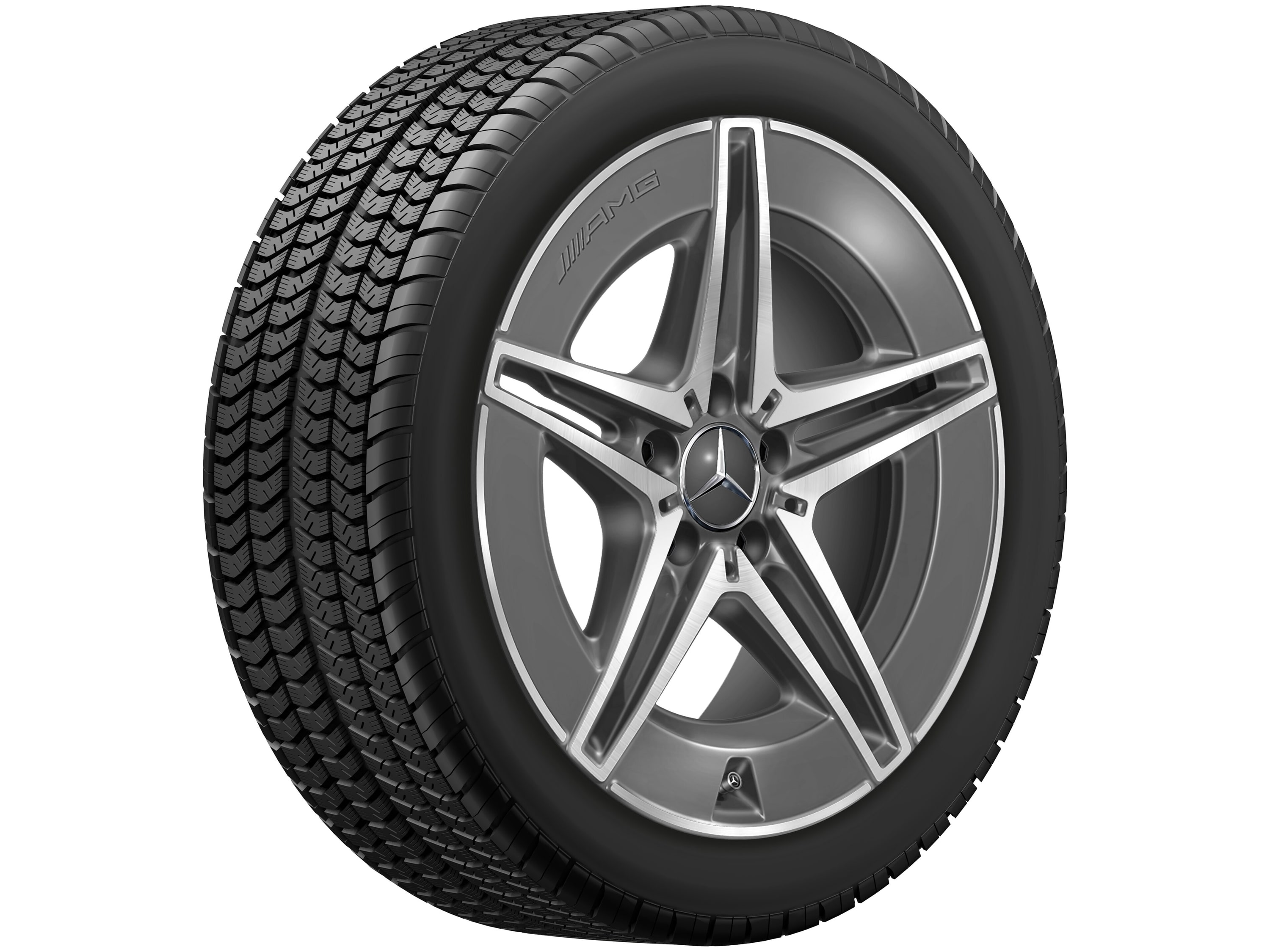 Колесный диск AMG 8,5J×18 ET52 для Mercedes-Benz C-Class 206, задняя ось, серый Tantal, 5 двойных спиц — фото 4