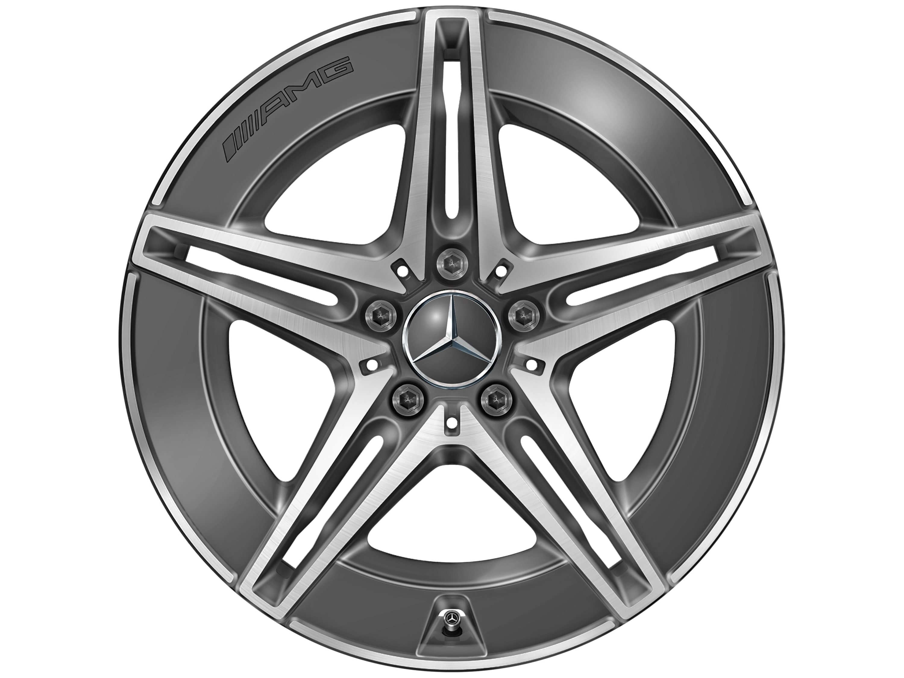 Колесный диск AMG 8,5J×18 ET52 для Mercedes-Benz C-Class 206, задняя ось, серый Tantal, 5 двойных спиц — фото 5