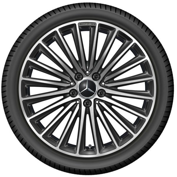 Колесный диск AMG 7,5J×19 ET40 для Mercedes-Benz C-Class 206, передняя ось, черный, с алмазной проточкой, многоспицевый — фото 3