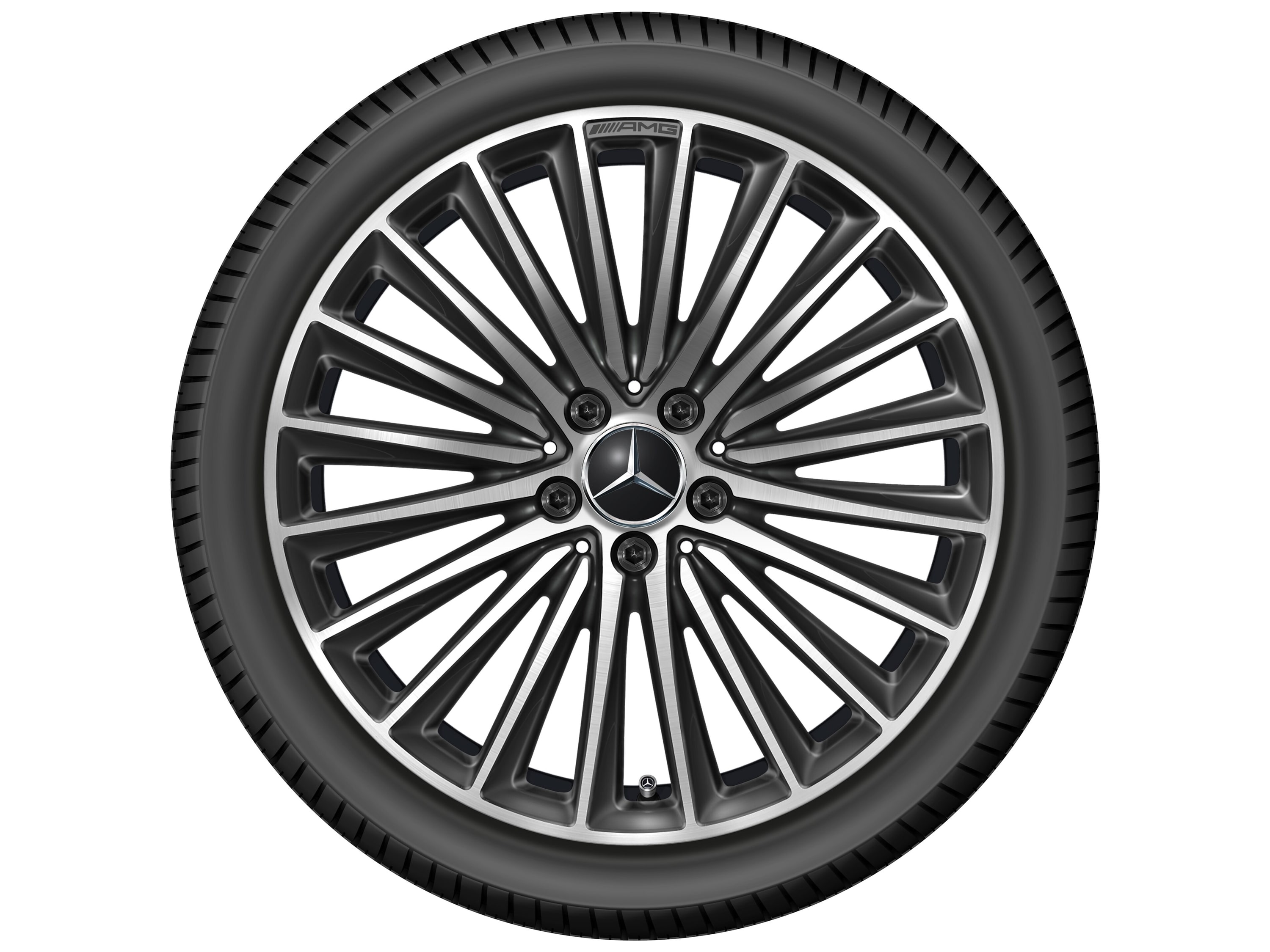 Колесный диск AMG 9J×19 ET58,1 для Mercedes-Benz C-Class 206, задняя ось, черный, с алмазной проточкой, многоспицевый — фото 3