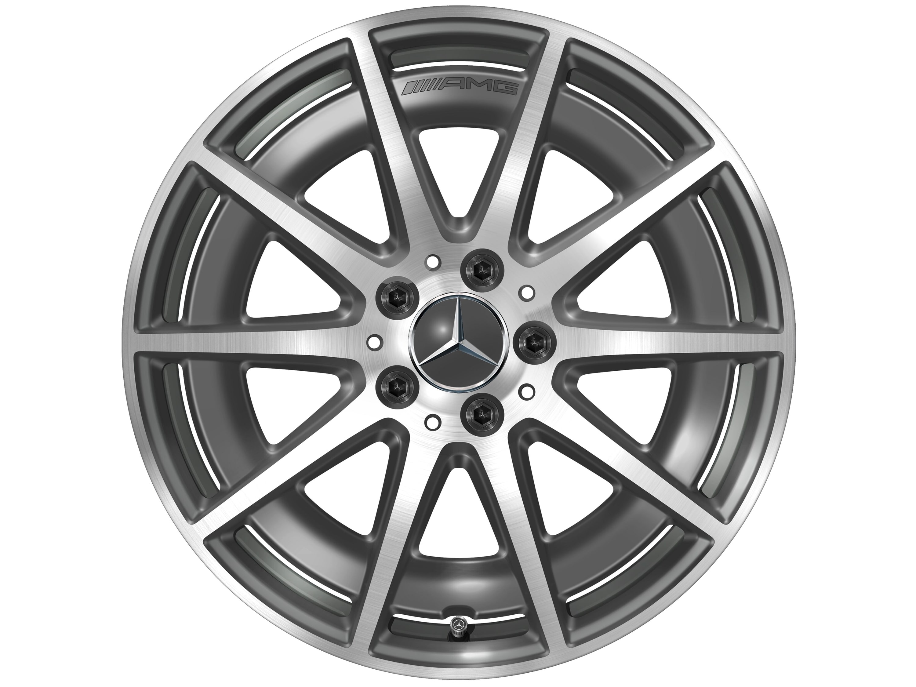 Колесный диск AMG 8J×18 ET43,1 для Mercedes-Benz C-Class 206, передняя и задняя оси, серый Tantal, с алмазной проточкой — фото 4