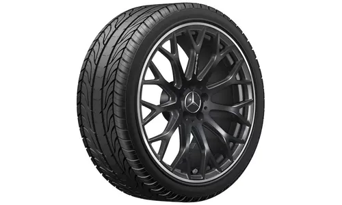 Колесный диск AMG 9,5J×20 ET25,3 для Mercedes-Benz C-Class 206, передняя ось, черный, матовый, кромка обода с алмазной проточкой — фото 2