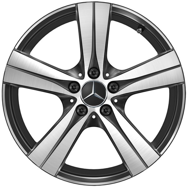 Колесный диск 8,5J×18 ET52 для Mercedes-Benz C-Class 206, задняя ось, черный, с алмазной проточкой, 5 спиц — фото 1