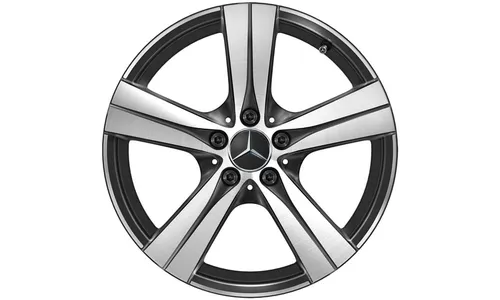 Колесный диск 8,5J×18 ET52 для Mercedes-Benz C-Class 206, задняя ось, черный, с алмазной проточкой, 5 спиц — фото 1
