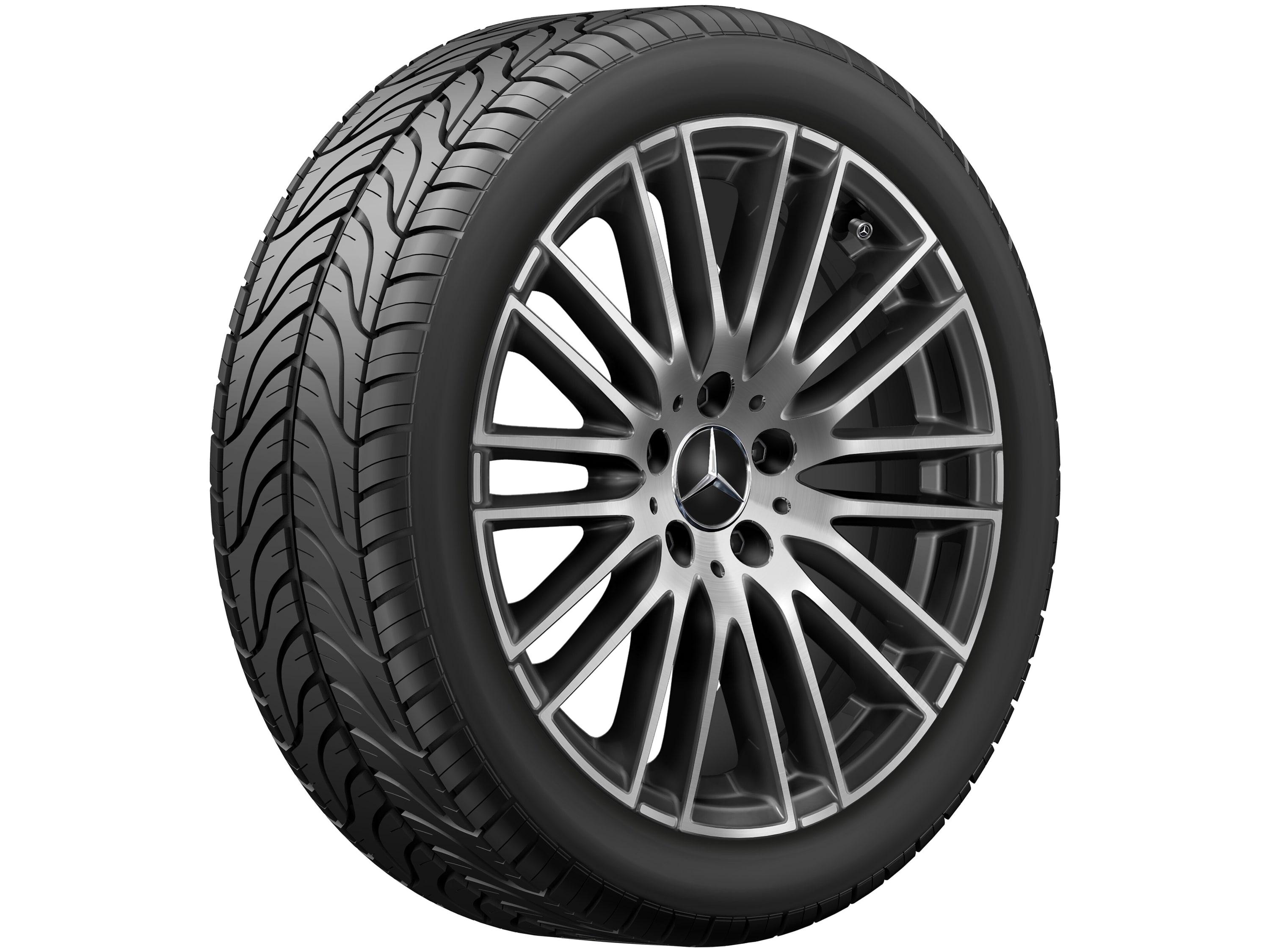 Колесный диск 8,5J×18 ET52 для Mercedes-Benz C-Class 206, задняя ось, черный, с алмазной проточкой, 10 двойных спиц — фото 4